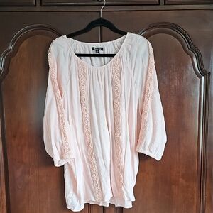 Relativity Blush Pink Blouse with Lace Trim